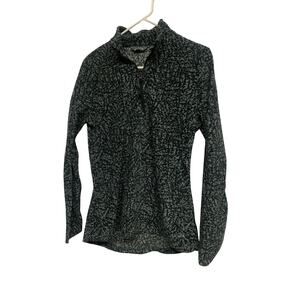 Eddie Bauer Women’s Gray Black Pattern Fleece Quarter Zip Pullover (Size M)